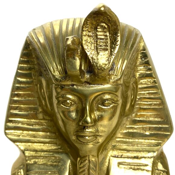 Vintage Brass King Tut Bust Pharaoh Figure 5 In W x 3.75 In D x 6 In H - Picture 5 of 7